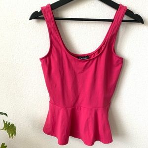 Bebe Pink Peplum Fitted Sleeveless Summer Top NWOT